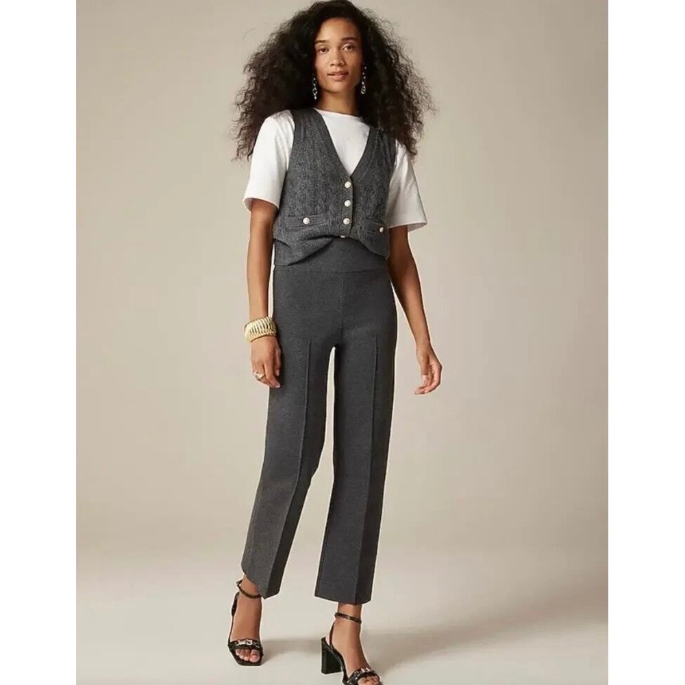 J.Crew Delaney Kickout Sweater Pant Cropped Charcoal Grey BQ100 Medium